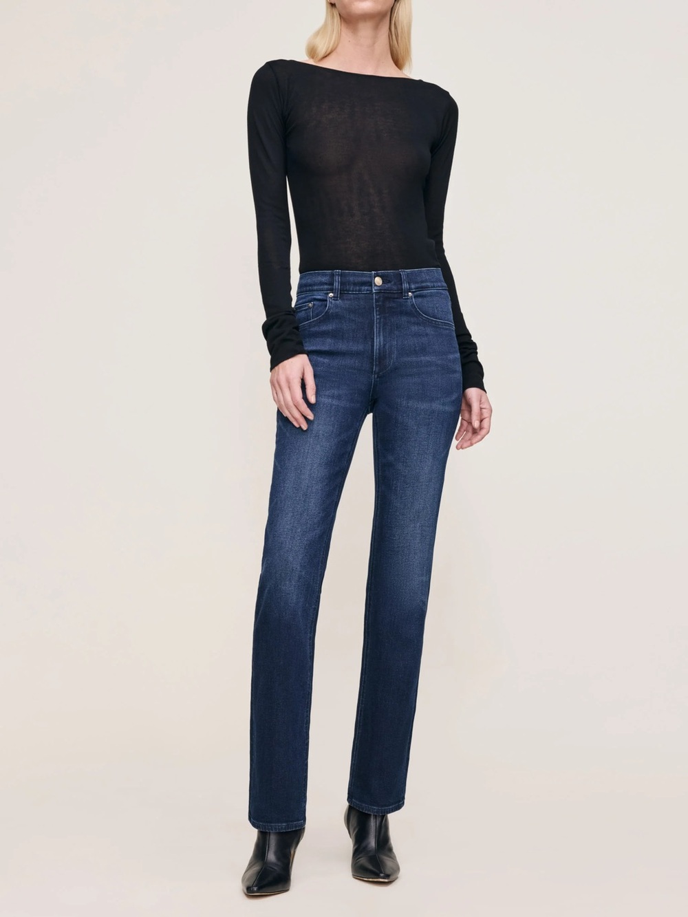 DL1961 Dark Indigo High-Rise Straight Cigarette Jeans western classic capsule 26